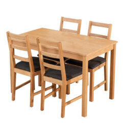 Hallowood Furniture Waverly Oak Dining Table (Tab1200) Set With 4 Small Ladder Back Chairs (Charcoal Seat) - thumbnail 8