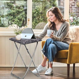 Huhote Compact Folding Snack Table Small Spaces Side Table End Table Coffee Table Beside Table Sofatable Dark Marble Finish 2Pcs - thumbnail 8