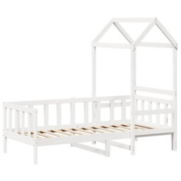 Berkfield Day Bed With Roof Without Mattress White 80X200 Cm Solid Wood - thumbnail 3