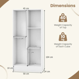 Costway 5-Cube Kids Bookcase 104 Cm Wooden Bookshelf Toy Storage Organizer - thumbnail 3