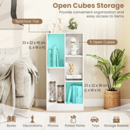 Costway 5-Cube Kids Bookcase 104 Cm Wooden Bookshelf Toy Storage Organizer - thumbnail 4