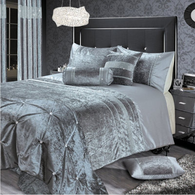 Intimates Silver Rienzo Diamante Duvet Cover And Pillowcase Set Single - image 1