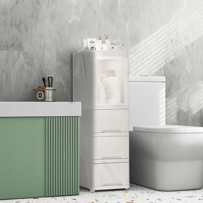 Darphe White Slim 3 Drawer Rolling Plastic Storage Cabinet With 2 Lock Wheels - image 1