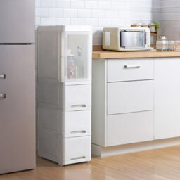 Darphe White Slim 3 Drawer Rolling Plastic Storage Cabinet With 2 Lock Wheels - thumbnail 3