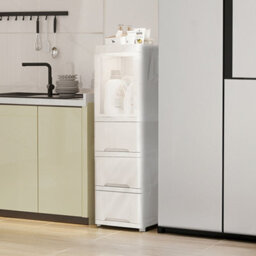 Darphe White Slim 3 Drawer Rolling Plastic Storage Cabinet With 2 Lock Wheels - thumbnail 2