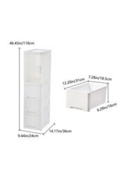 Darphe White Slim 3 Drawer Rolling Plastic Storage Cabinet With 2 Lock Wheels - thumbnail 6