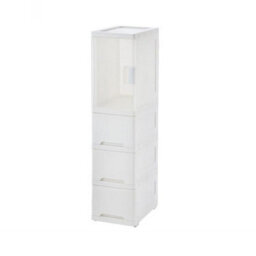 Darphe White Slim 3 Drawer Rolling Plastic Storage Cabinet With 2 Lock Wheels - thumbnail 4