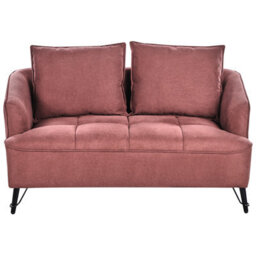 Beliani Living Room Set 5 Seater Hobro Fabric Burgundy - thumbnail 7