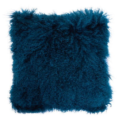 Orsina Bosie Mongolian Fur Teal Square Cushion - image 1