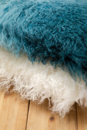 Orsina Bosie Mongolian Fur Teal Square Cushion - thumbnail 5