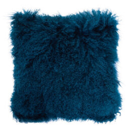 Orsina Bosie Mongolian Fur Teal Square Cushion