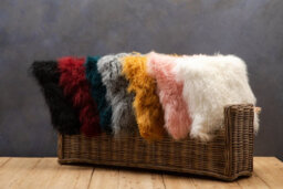 Orsina Bosie Mongolian Fur Teal Square Cushion - thumbnail 4