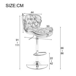 Bar Stool (Set, 2 Piece) With Rolling Edge Backrest, Up To 136 Kg Load Bearing, Seat Height 66Cm 86 Cm, Base 41 X 41Cm, Black - thumbnail 2