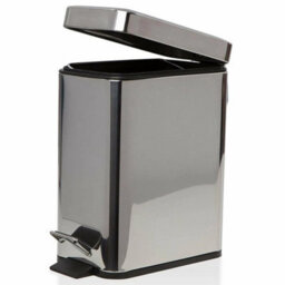 5L Pedal Bin With Toilet Brush Holder Waste Storage Solution Kitchen & Bathroom 5 Liter Silver Bin & Brush Holder Set - thumbnail 2