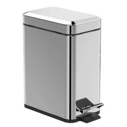 5L Pedal Bin With Toilet Brush Holder Waste Storage Solution Kitchen & Bathroom 5 Liter Silver Bin & Brush Holder Set - thumbnail 4