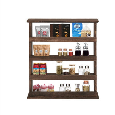 Multi-Tier Wooden Spice Rack Desktop Wall Hanging Shelf For Kitchen Cabinet Door - image 1
