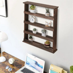 Multi-Tier Wooden Spice Rack Desktop Wall Hanging Shelf For Kitchen Cabinet Door - thumbnail 3
