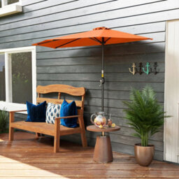 Outsunny 2.7M Metal Frame Garden Furniture Parasol Half Round Umbrella Orange - thumbnail 9