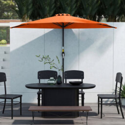 Outsunny 2.7M Metal Frame Garden Furniture Parasol Half Round Umbrella Orange - thumbnail 8