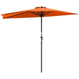 Outsunny 2.7M Metal Frame Garden Furniture Parasol Half Round Umbrella Orange - thumbnail 2