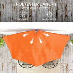 Outsunny 2.7M Metal Frame Garden Furniture Parasol Half Round Umbrella Orange - thumbnail 6