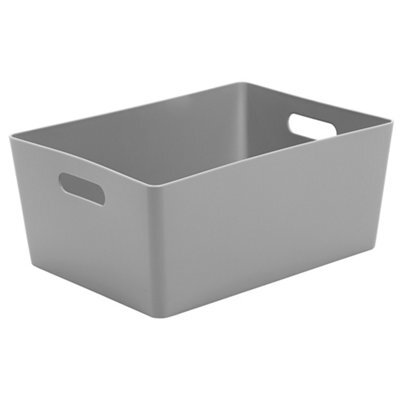 Wham Studio High Polished Finish Gloss Cool Grey Plastic Nestable Storage Basket (H)15Cm (W)26Cm (D)26Cm - image 1