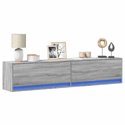 Berkfield Tv Wall Cabinet With Led Grey Sonoma 180X31X38 Cm - image 1