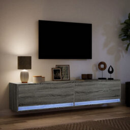 Berkfield Tv Wall Cabinet With Led Grey Sonoma 180X31X38 Cm - thumbnail 5