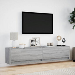 Berkfield Tv Wall Cabinet With Led Grey Sonoma 180X31X38 Cm - thumbnail 4