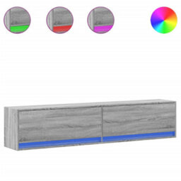 Berkfield Tv Wall Cabinet With Led Grey Sonoma 180X31X38 Cm - thumbnail 2