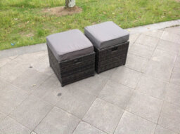 Fimous 11 Seater Rattan Outdoor Furniture Sofa Garden Dining Set With Patio Dining Table 2 Small Footstools - thumbnail 5