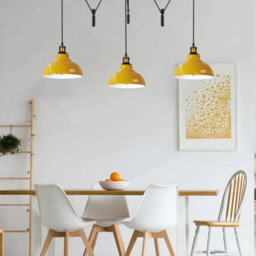 Yellow Pulley Pendant 3 Light Dome Lampshade Adjustable 2M Cord E27 Base 110-240V Ceiling Pendant For Bedroom - thumbnail 2