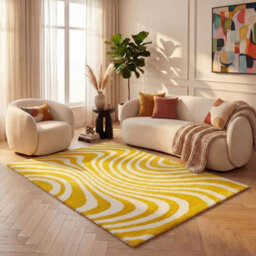 The Rugs Joli Yellow And White Striped Rug Soft Dense Pile Easy To Clean And Pet Friendly For Living Rooms And Bedrooms - thumbnail 8