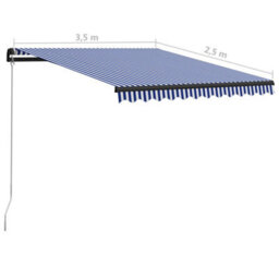 Berkfield Manual Retractable Awning 350X250 Cm Blue And White - thumbnail 7