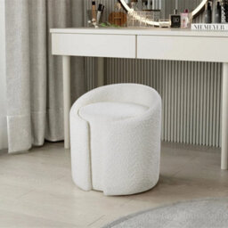 Modern Dressing Table Stool Makeup Bench Soft Padded Cushion Vanity Seat White - thumbnail 5
