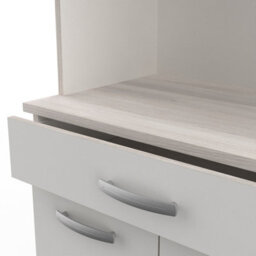 FurniComp LTD Furnicomp Hunter Tall Kitchen Pantry Cupboard With Microwave Shelf - Matt White & Acacia Oak - thumbnail 3