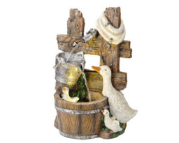 Lumineo Outdoor Duck Water Fountain Garden Water Feature Mother & Baby Ducks Warm Leds - thumbnail 2
