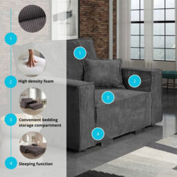 Sofa Bed Pull Out Storage Viva Star I Poso Brown Freestanding Living Room Furniture 123 Cm - thumbnail 6