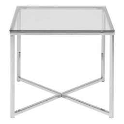 Wyld Haus Oakfern Square Side Table With Clear Glass Top And Chrome Frame - thumbnail 4