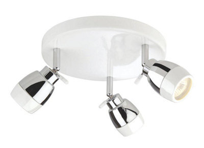 Luminosa Lighting Luminosa Marine 3 Light Flush Bathroom Ceiling Light White, Chrome Ip44, Gu10