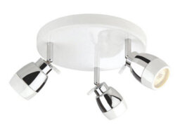 Luminosa Lighting Luminosa Marine 3 Light Flush Bathroom Ceiling Light White, Chrome Ip44, Gu10