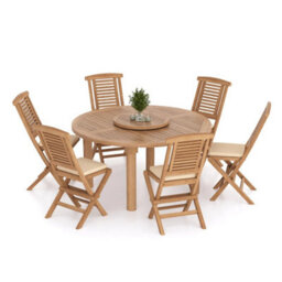 Eterna Altea Teak Garden Outdoor Dining Table & 6 Seat Chair Set - With Cream Cushions - thumbnail 6