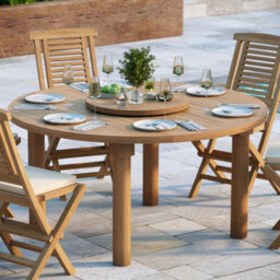 Eterna Altea Teak Garden Outdoor Dining Table & 6 Seat Chair Set - With Cream Cushions - thumbnail 4
