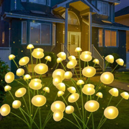 Solar Mushroom Jellyfish Led Garden Lights Waterproof Patio Decor Warmwhite 4Pcs - thumbnail 3