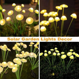 Solar Mushroom Jellyfish Led Garden Lights Waterproof Patio Decor Warmwhite 4Pcs - thumbnail 5