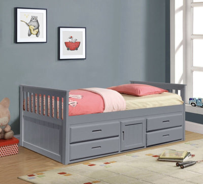 Comfy Living 3Ft Grey Wooden Captains Cabin Bed With Drawers And Storage - image 1
