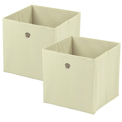 Taylor & Brown Set Of 2 Foldable Cube Storage Boxes With Handles, 30 X 30 X 30 Cm, Organiser For Home, Office, Nursery (Beige) - image 1