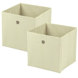 Taylor & Brown Set Of 2 Foldable Cube Storage Boxes With Handles, 30 X 30 X 30 Cm, Organiser For Home, Office, Nursery (Beige) - thumbnail 1