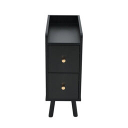 Living And Home Modern Black Mdf Bedside Table With 2 Drawers, 20Cm W - thumbnail 5