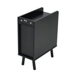 Living And Home Modern Black Mdf Bedside Table With 2 Drawers, 20Cm W - thumbnail 6